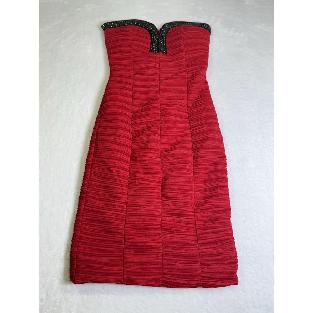 Daisy Ruched Bodycon Dress With Black Beading Women's Small